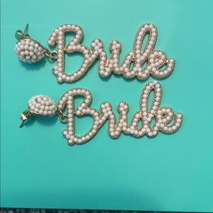 Elegant Bride Earrings in Gold and White